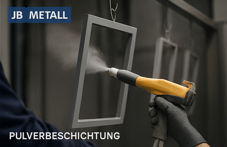 Beispielbild: Ein Bauteil wird mit einer Pulverpistole beschichtet